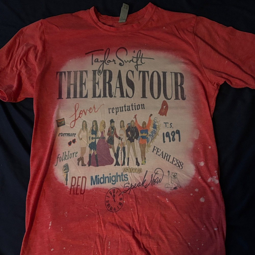 Bleached Taylor Swift The Eras Tour Womens T-Shirt - Red - Picture 1 of 5